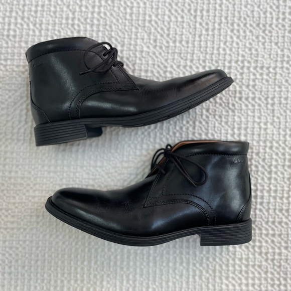 CLARKS Widdon Mid Leather Lace Up Chukka Boot in Black Men’s Size 7 - Picture 3 of 13